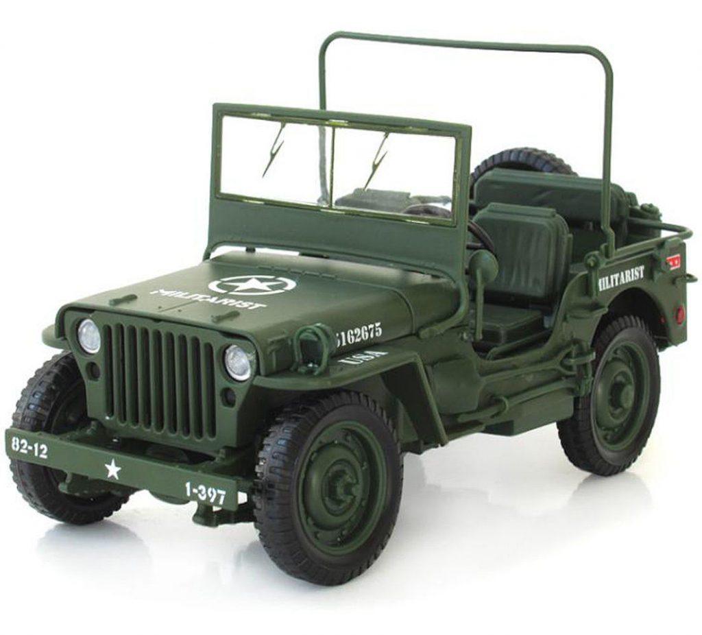 New WWII Military Jeep Willys Tactics 1:18 Alloy Diecast Model Cars Collections