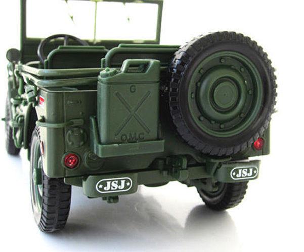 New WWII Military Jeep Willys Tactics 1:18 Alloy Diecast Model Cars Collections