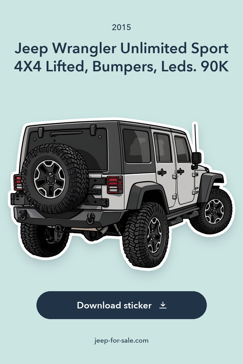 2015 Jeep Wrangler Unlimited Sport 4X4 Lifted, Bumpers, Leds. 90K sticker preview